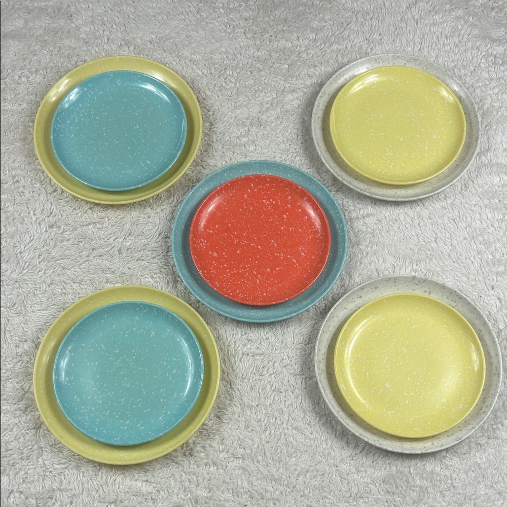 Vintage MCM Melamine plates - lot‎ of 10 speckled